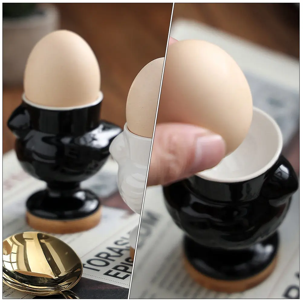 Egg Cup Chick Holder Platter Decoration Cute Stand Ceramic Tray White Cups Container Eggs