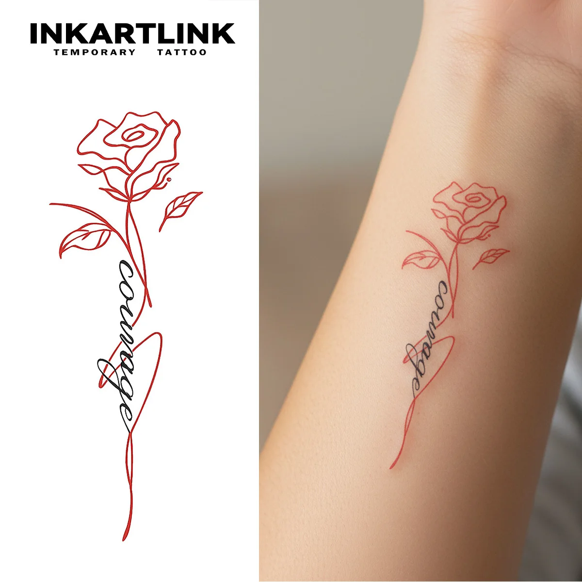 INKARTLINK Temporary Tattoo Stickers Waterproof Color Printing Rose Temporary Tattoo Party Supplies DIY Stickers