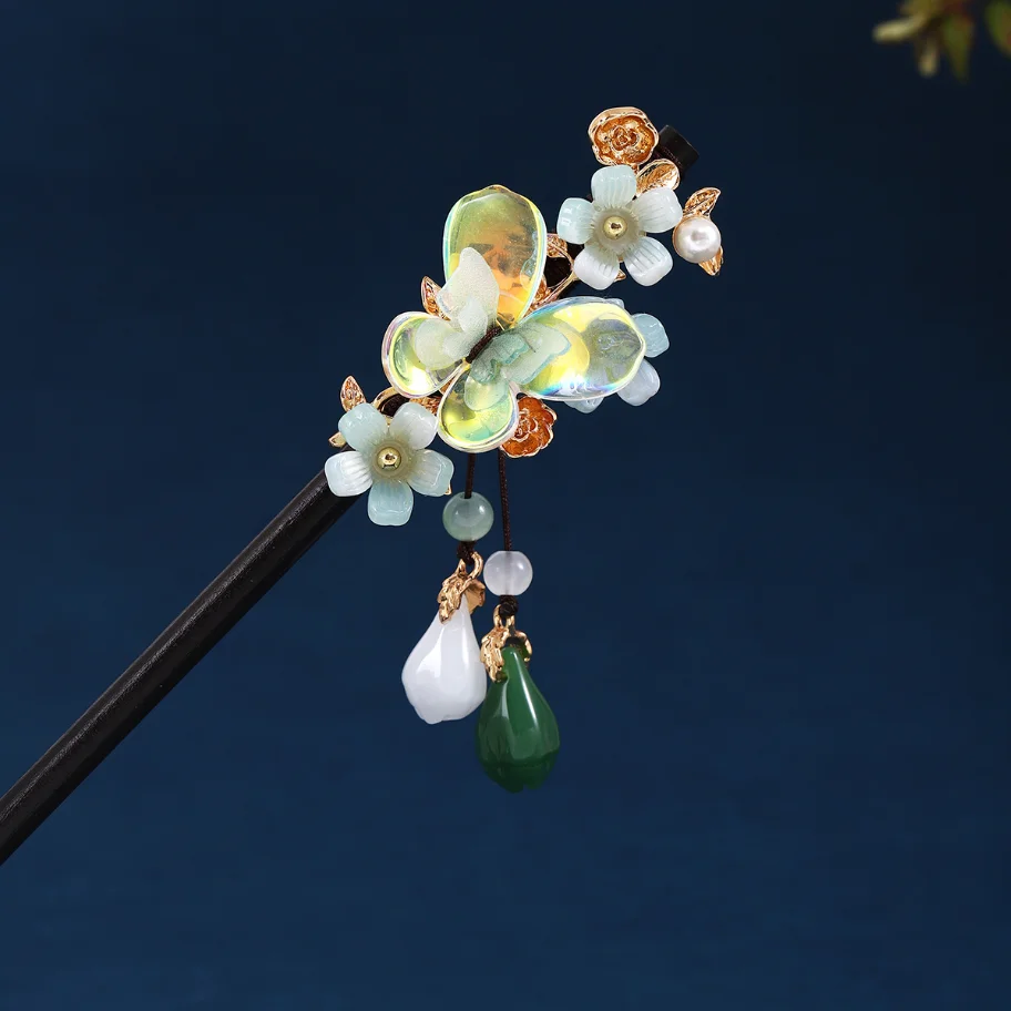 Wood Tassel Step Shaking Hair Stick For Women Ancient Hairpin Flower Chopstick For Bun Updo Fashion Hair Accessories Gifts view 3