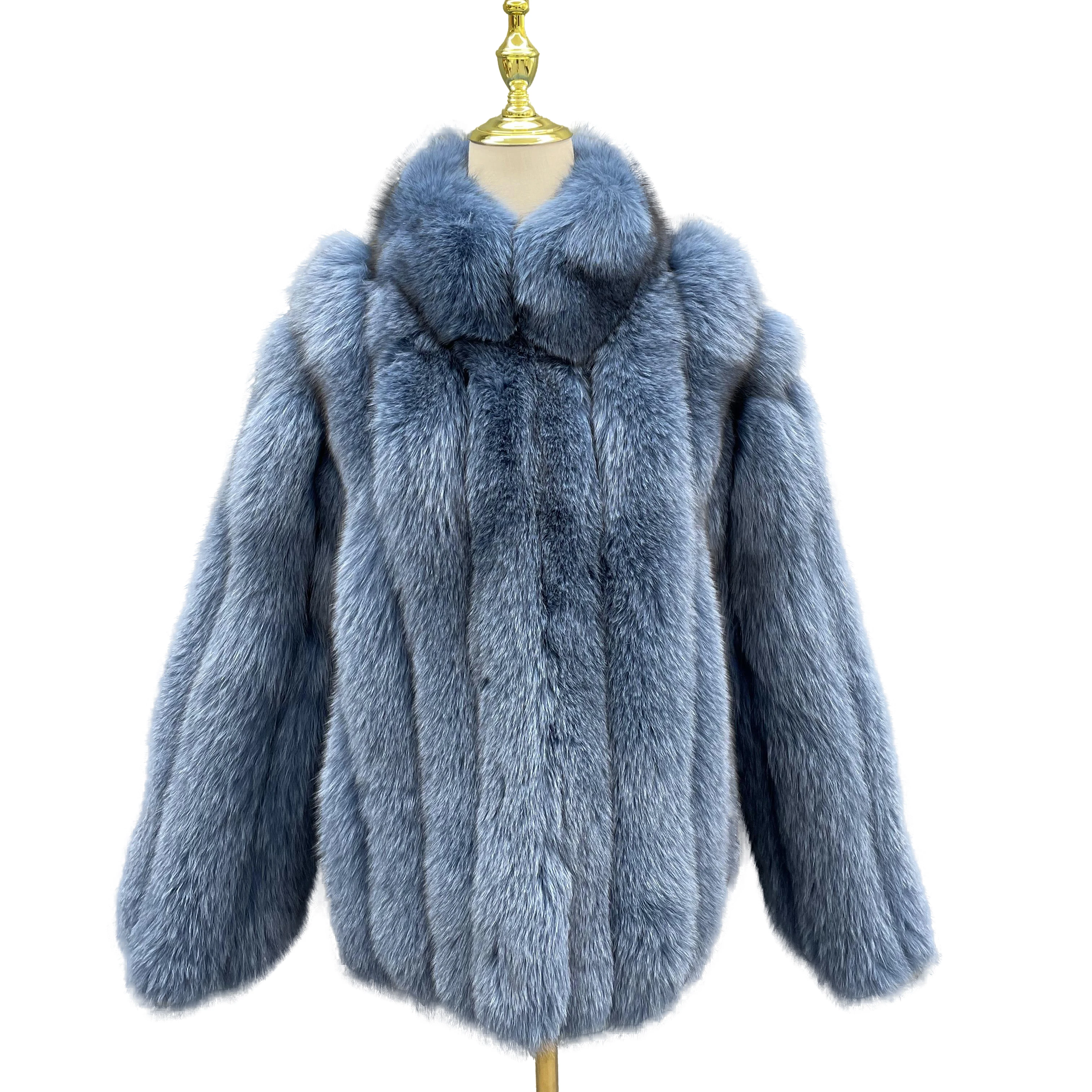 Mens\' Real Fox Fur Coat Midlength Customized Colors Party Street Fur Coat