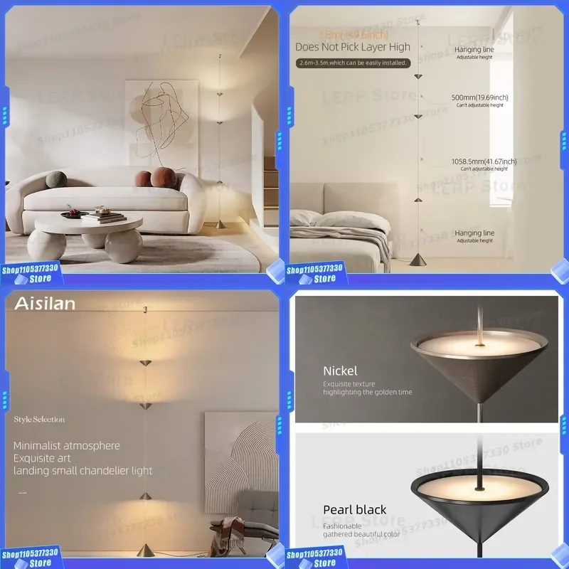 Eslan LED Floor Lamp Funnel Shaped Anti Glare Design Simple European Style Standing Light for Bedroom Living Room Home Decor