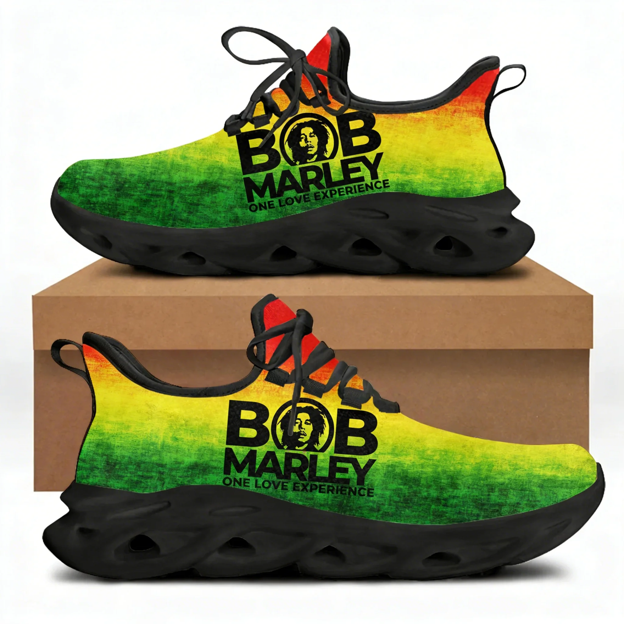 

Кроссовки Bob Marley Flats: мужские и женские спортивные кроссовки для бега в стиле рэгги и рок, обувь на заказ, черные
