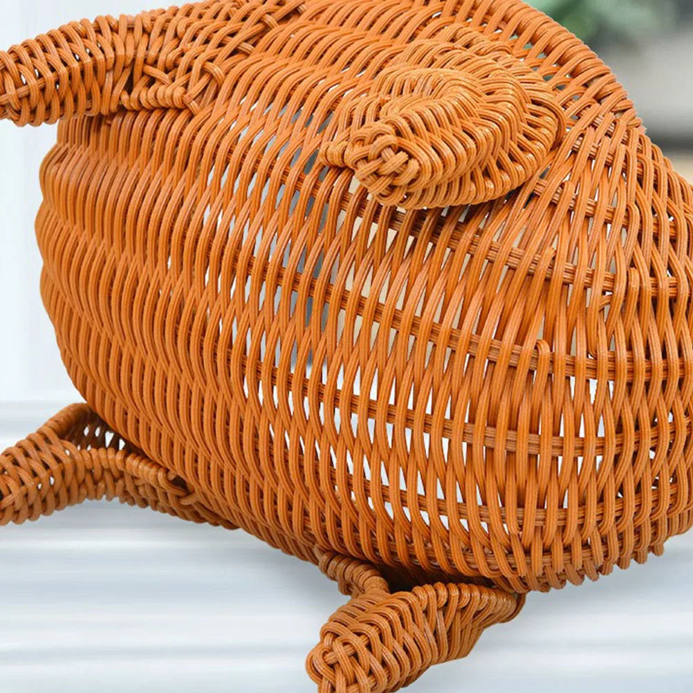 

Rattan Animal Storage Basket H made Woven Fruit Snack Container Vintage Design Material Safe Usage Bread Display