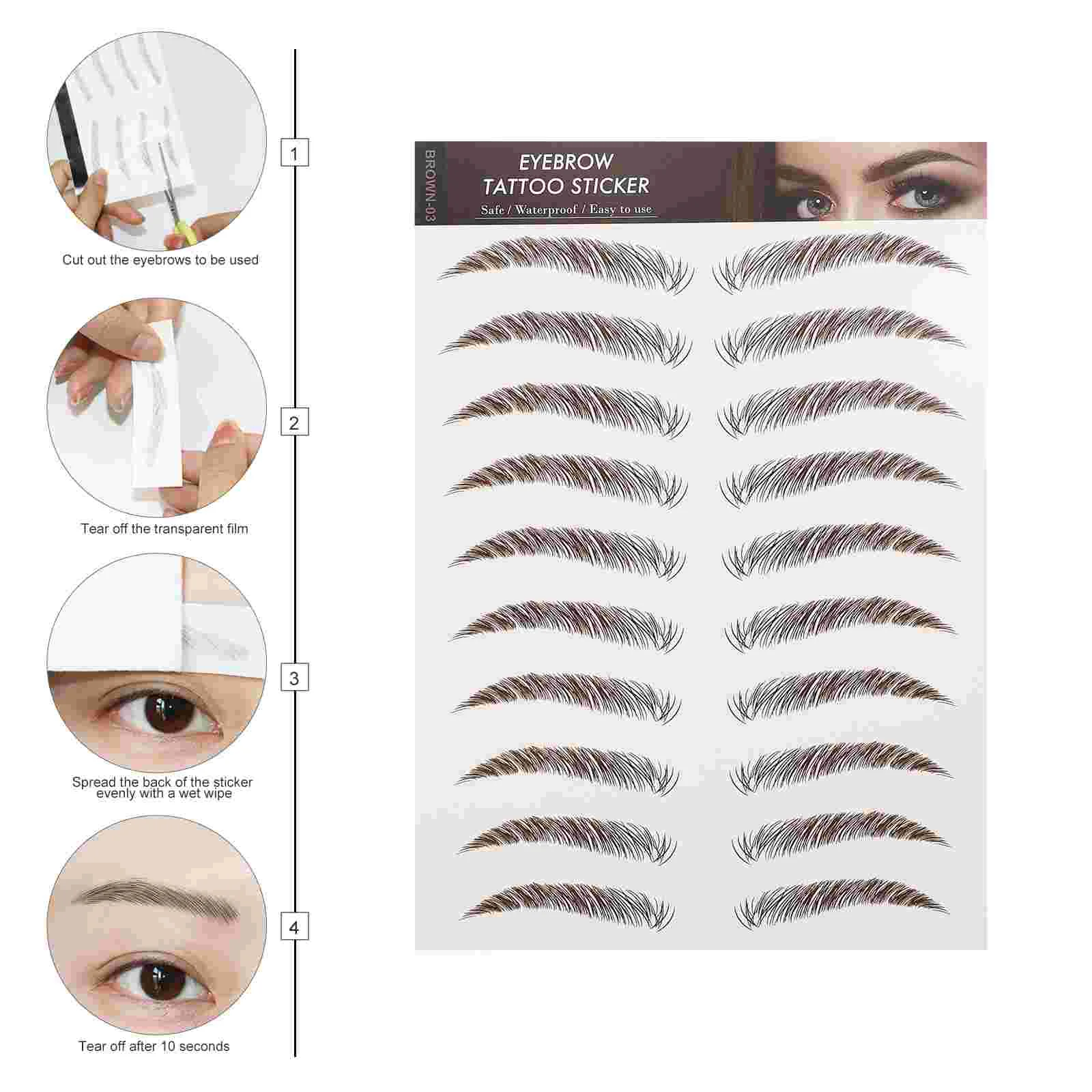 9 Sheets Stickers Waterproof Eyebrow Makeup Tool Imitation Stencils Temporary Tattoos Artificial Brown