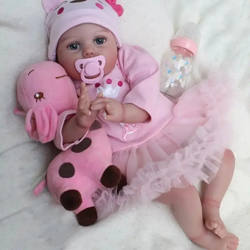 

20 Inch Realistic Reborn Baby Doll for Girls Handmade Soft Vinyl Silicone Newborn Life-Size Collectible Infant Girl Figurine