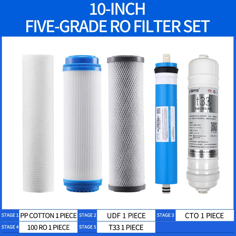 

ZILISI 5 Stage Reverse Osmosis RO Water Filters Replacement Set with Water Filter Cartridge 75 GPD Membrane