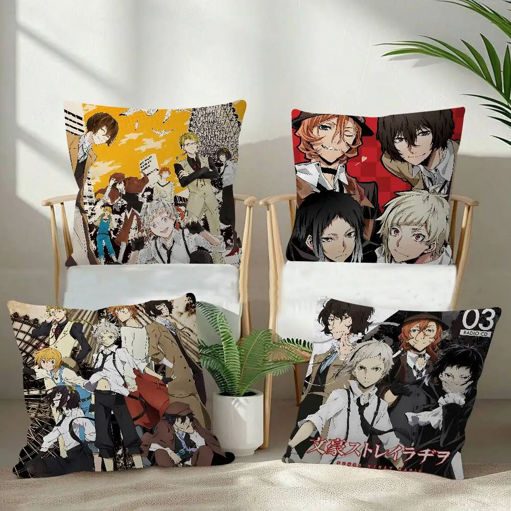 Anime B-Bungo Stray D-Dogs Cushion Cover Soft Decorative Square Cushion Covers 45x45cm Pillowcases For Sofa Couch Bedroom