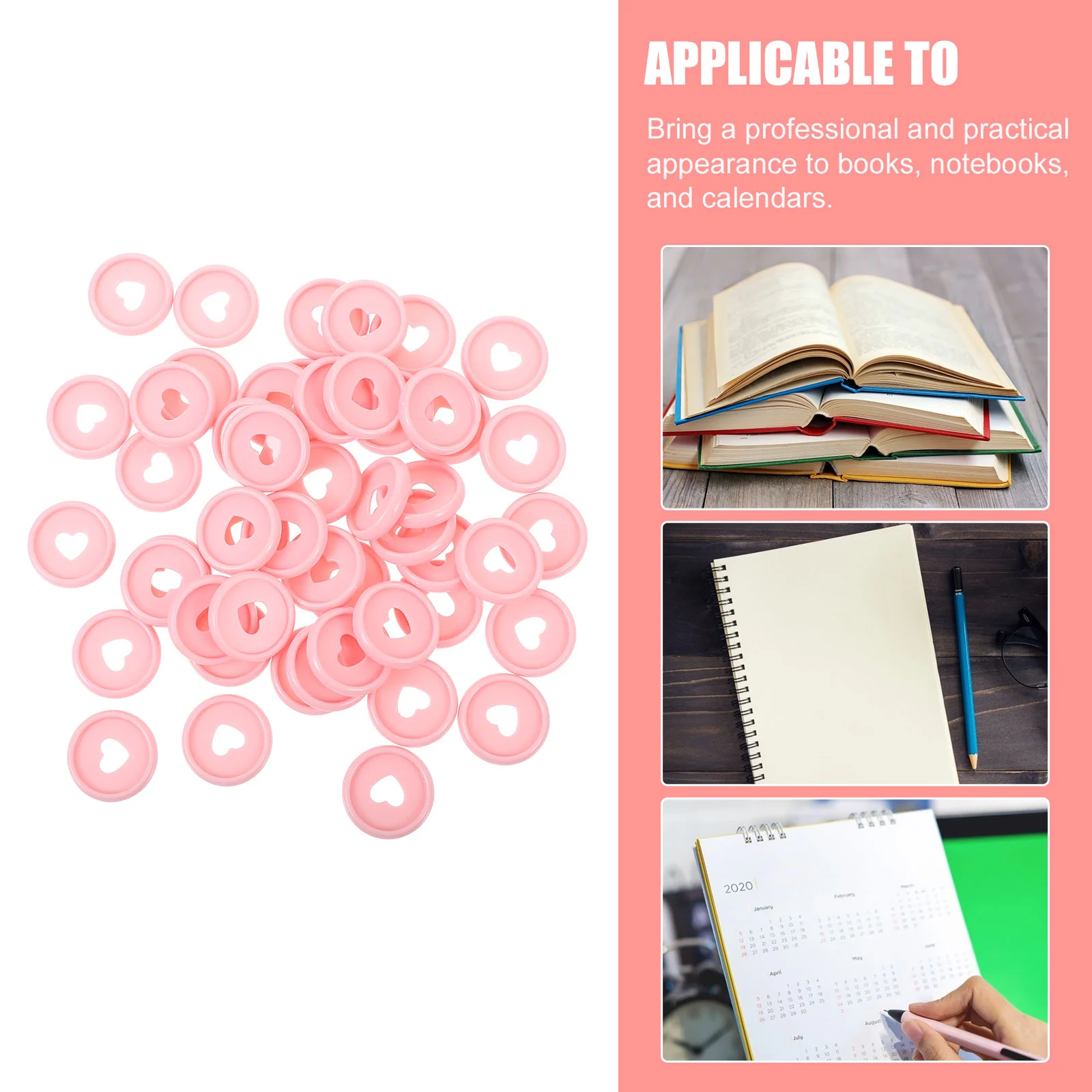 50 Pcs Book Accessories Notebook Heart Discs Binding Round Loose-leaf Binder Plastic Binders