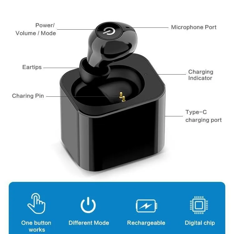 New Senior-Focused In-ear Digital Single Mini Earphones Magnetic Charging Intelligent Noise Reduction Enhanced Listening Earbuds