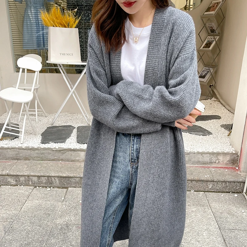 

Knitted Sweater Women Long Sleeved Shawl Cardigan Middle Long Sweater Spring Autumn Winter Coat New Loose Thickened Fashionable