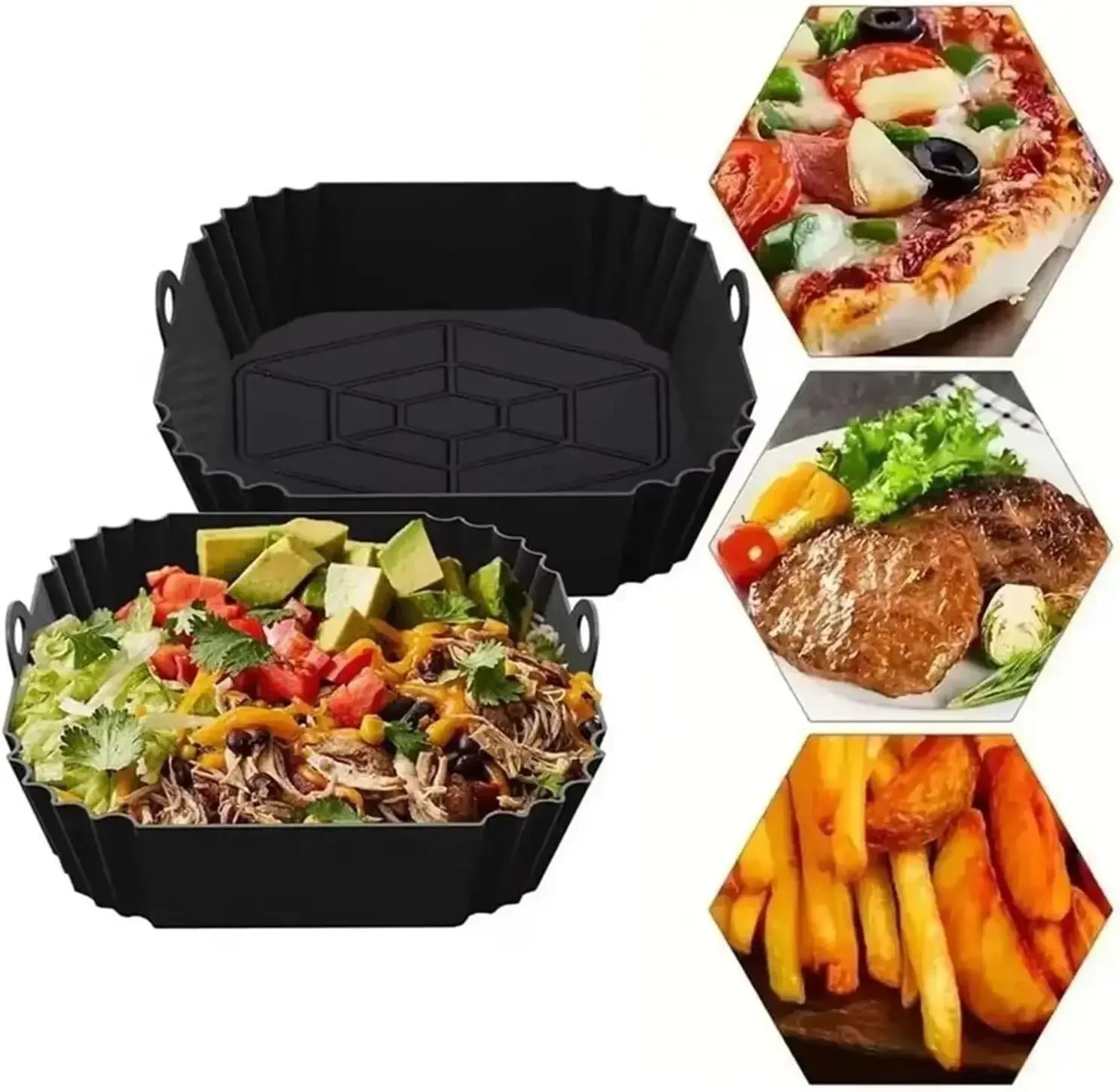 1pcs Reusable Silicone Air Fryer Liner Foldable Non-stick Baking Mat—Heat Resistant Kitchen Cooking Accessory
