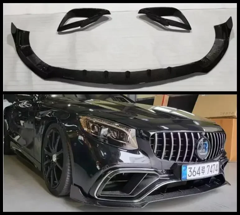 Carbon Fiber Bumper Front Lip Spoiler Fog Lamp Air Vent Outlet Cover For Mercedes-Benz W217 C217 S63 Coupe 2018-2021