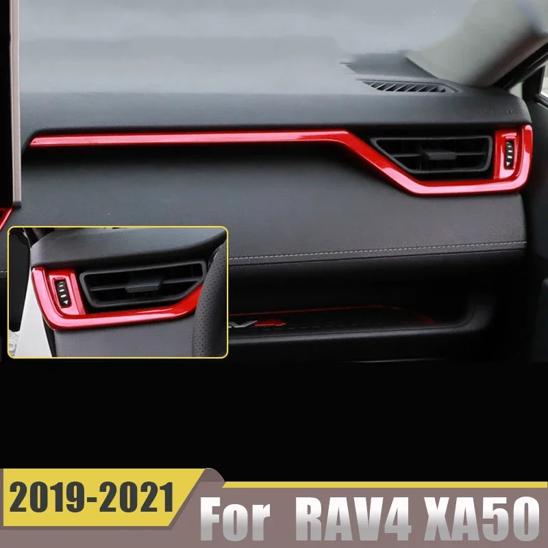 Car Accessories For Toyota Rav4 2019 2020 2021 2022 2023 Xa50 Center Console Air Condition Ac Vent Outlet Trims Strips Adornment