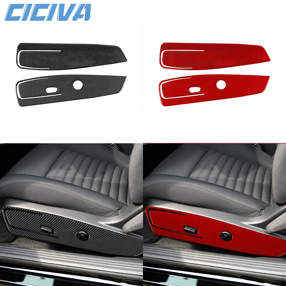 For Dodge Challenger 2011-2020 Carbon Fiber Seat Adjustment Panel Decoration Cover Car inside Trim Accessories Sticker