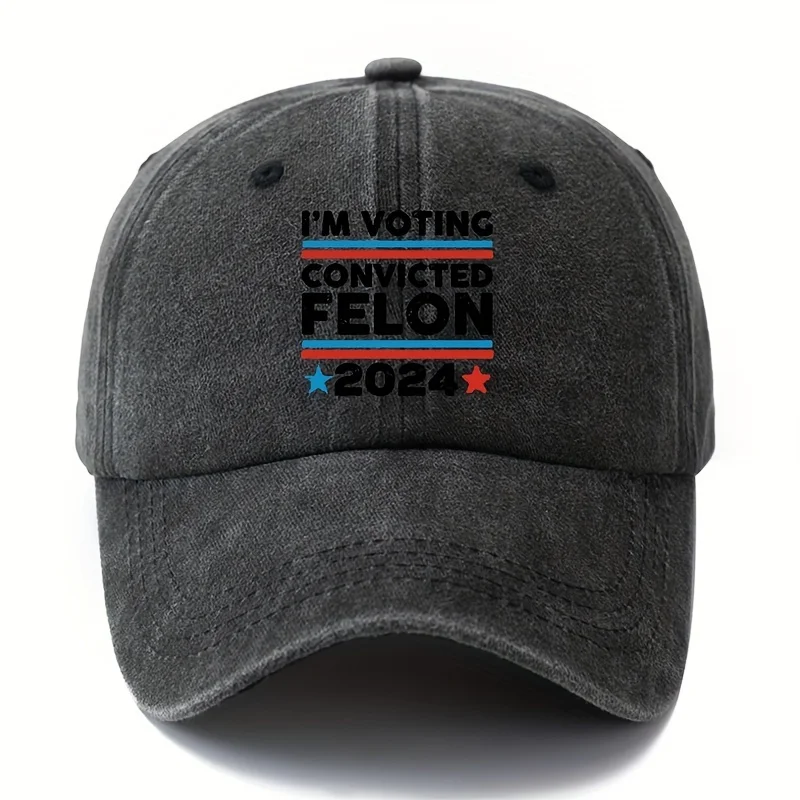 2024 Convicted Felon Voting Baseball Cap - Relaxed Style, Polyester Blend, Perfect for Outdoor Activities