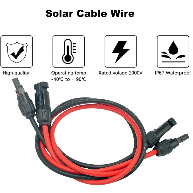 Solar Panel Extension Cable,16/14/12 10AWG Solar Panel Cable with Female and Male Waterproof Connectors for RV, PV Systems