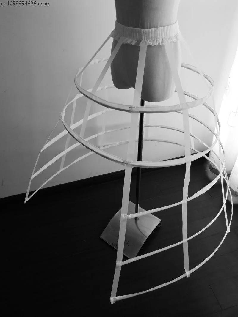 Anágua de espinha de peixe lolita vestido cosplay traje crinolina divisão gaiola underskirt agitação pannier vestido de baile de casamento acessórios