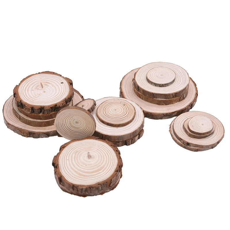 1-10pcs 3-12cm Natural Pine Round Unfinished Wood Slices Circles Log Discs DIY Painting Rustic Wedding Party Wooden Crafts