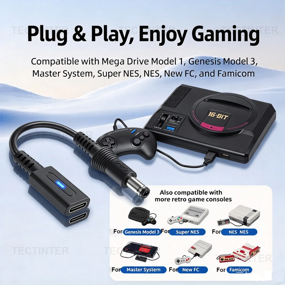 PD Type C Charge Cable for Sega MD1 MD3 SMS Controller Charging Adapter for 45W USB C Convert Cord for SFC NES NEW FC Power Wire