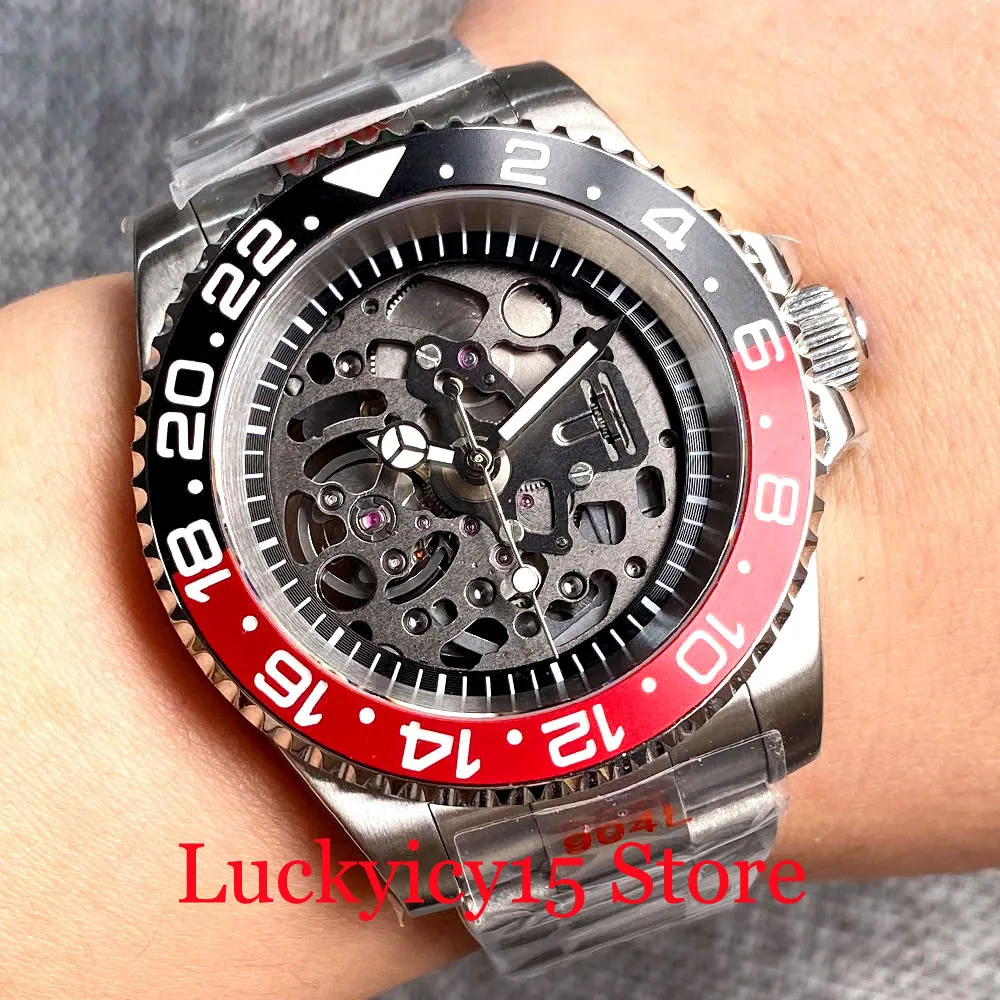 Tandorio Brand Luminous Hands 40MM NH72A Automatic Mechanical Men Watch Sapphire Glass Steel Brushed Strap