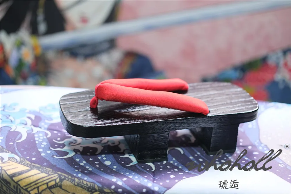 Schwarz Farbe Holz Geta Flip-Flops Mann Frauen Hausschuhe Japanischen Anime Coplay Kostüme Zwei-zähne Dicken Plattform Holz Clogs schuhe – Detail 22