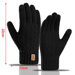 New Jacquard Winter Warm Gloves Touch Screen with Plush Thickened Knitted Gloves Anti Cold Fleece Men's Gloves