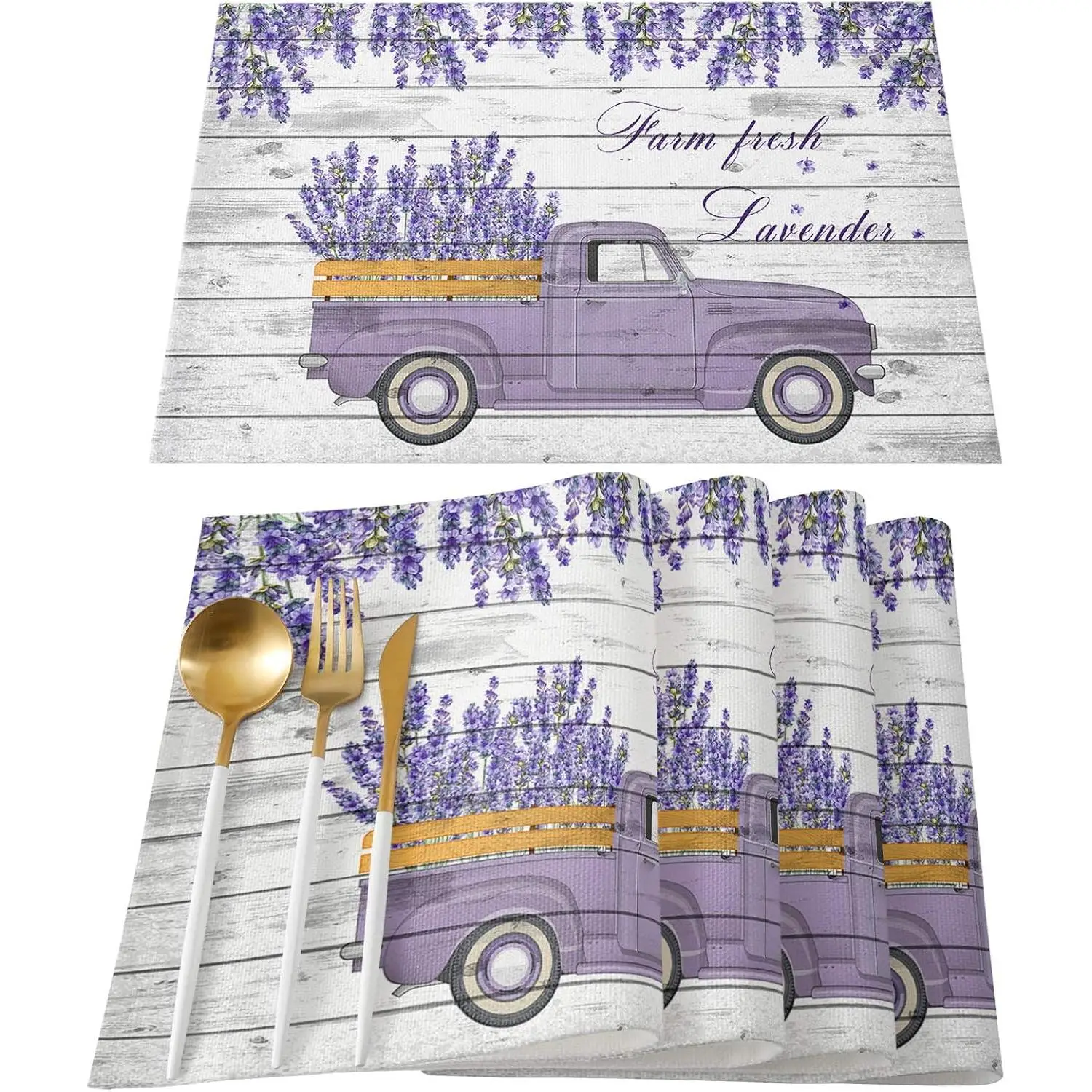 

Lavender Purple Placemats for Dining Table Set of 4 Insulation Non-Slip Washable Table Decoration for Kitchen Farmhouse Style