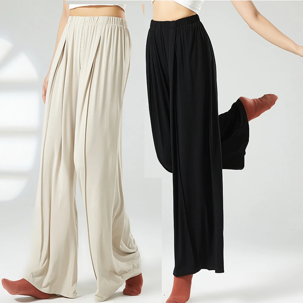 calca-feminina-de-danca-moderna-e-classica-cintura-alta-elastica-para-treino-e-yoga-com-pregas-e-perna-larga