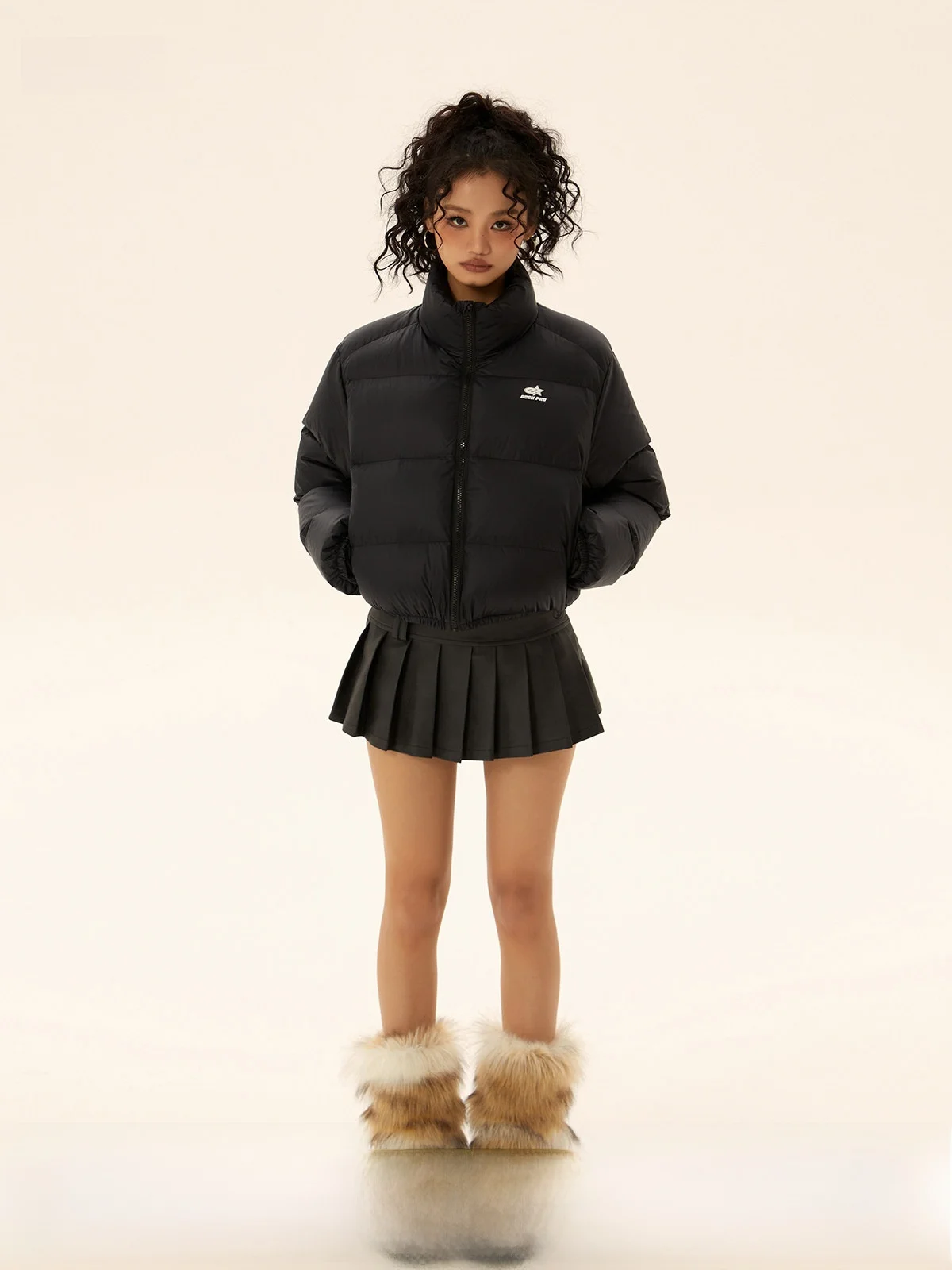 

EZEK ort Женское зимнее пальто с воротником-стойкой и принтом 90 White Du down Jaet в стиле ретро, прямой крой Thiened