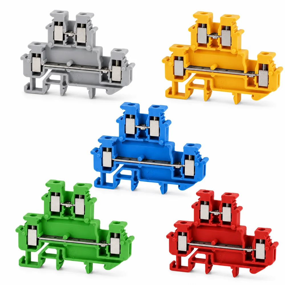 2.5mm Electrical Terminal Block Double Level Universal DIN Rail Terminal 4-Conductor Din Rail Mount Wire Connector