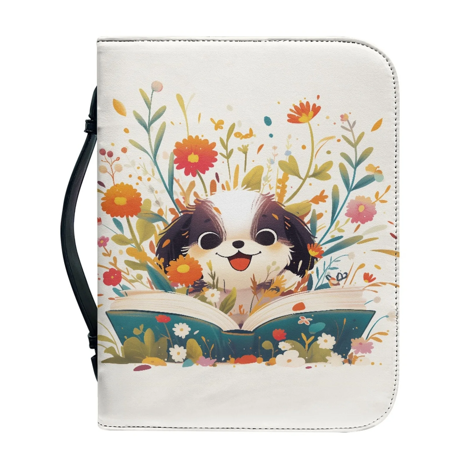 PENSTROLL Bible Cover Protective Church Bible Bag for Casual Men Puppy In Flowers 2026 New