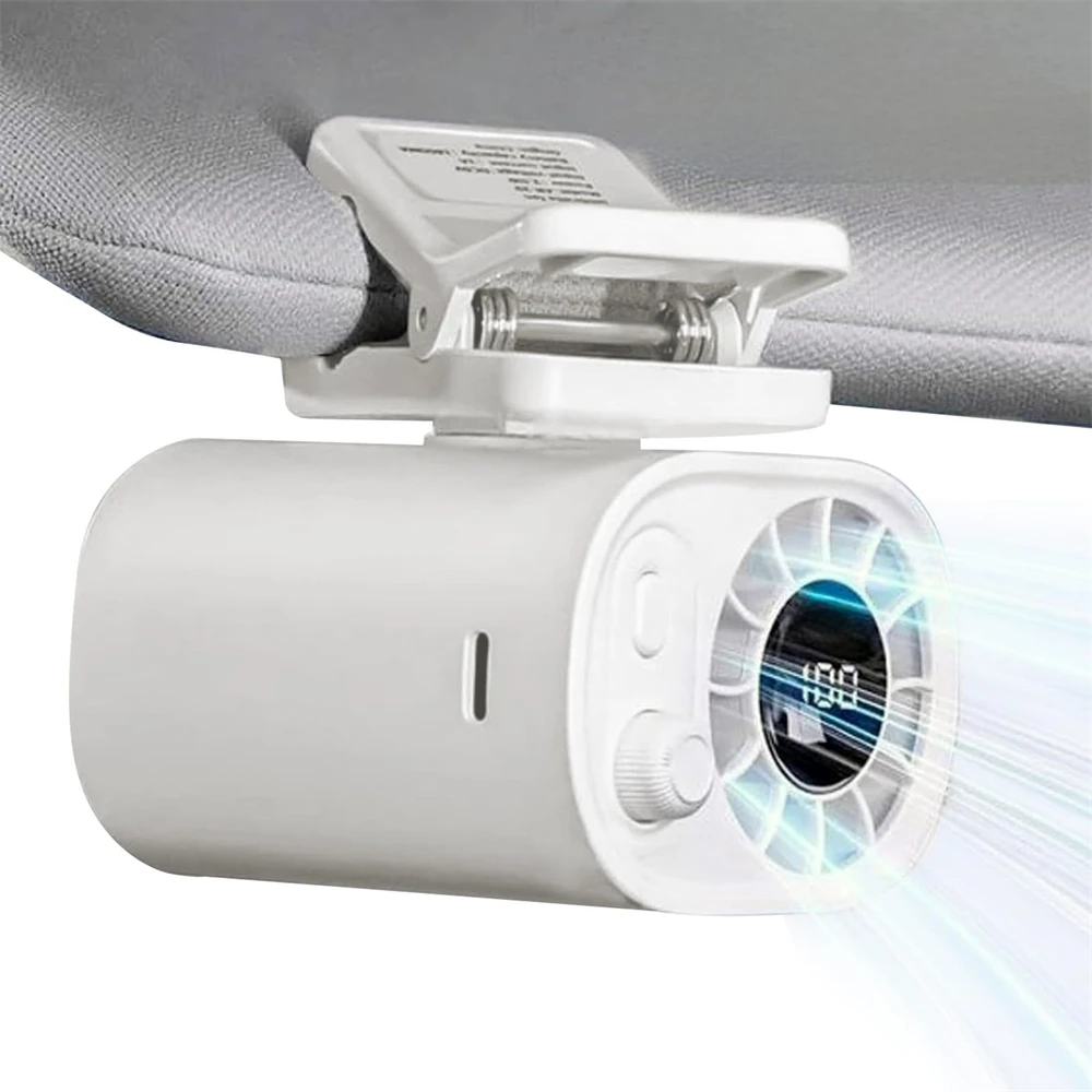 Portable Car Fan Cooler Interior Clip LED Display Backseat Fan USB Rechargeable Powerful Ultra Mini Car Cooling Fan