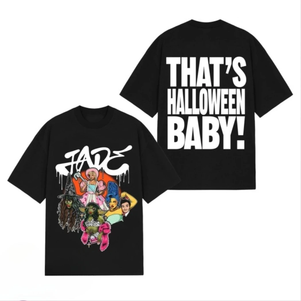 Jade Thirlwall That’s Halloween Baby Montage Black T-Shirt, Two Sided Iconic Outfits Graphic, Pop Music Fan Short Sleeve Tee