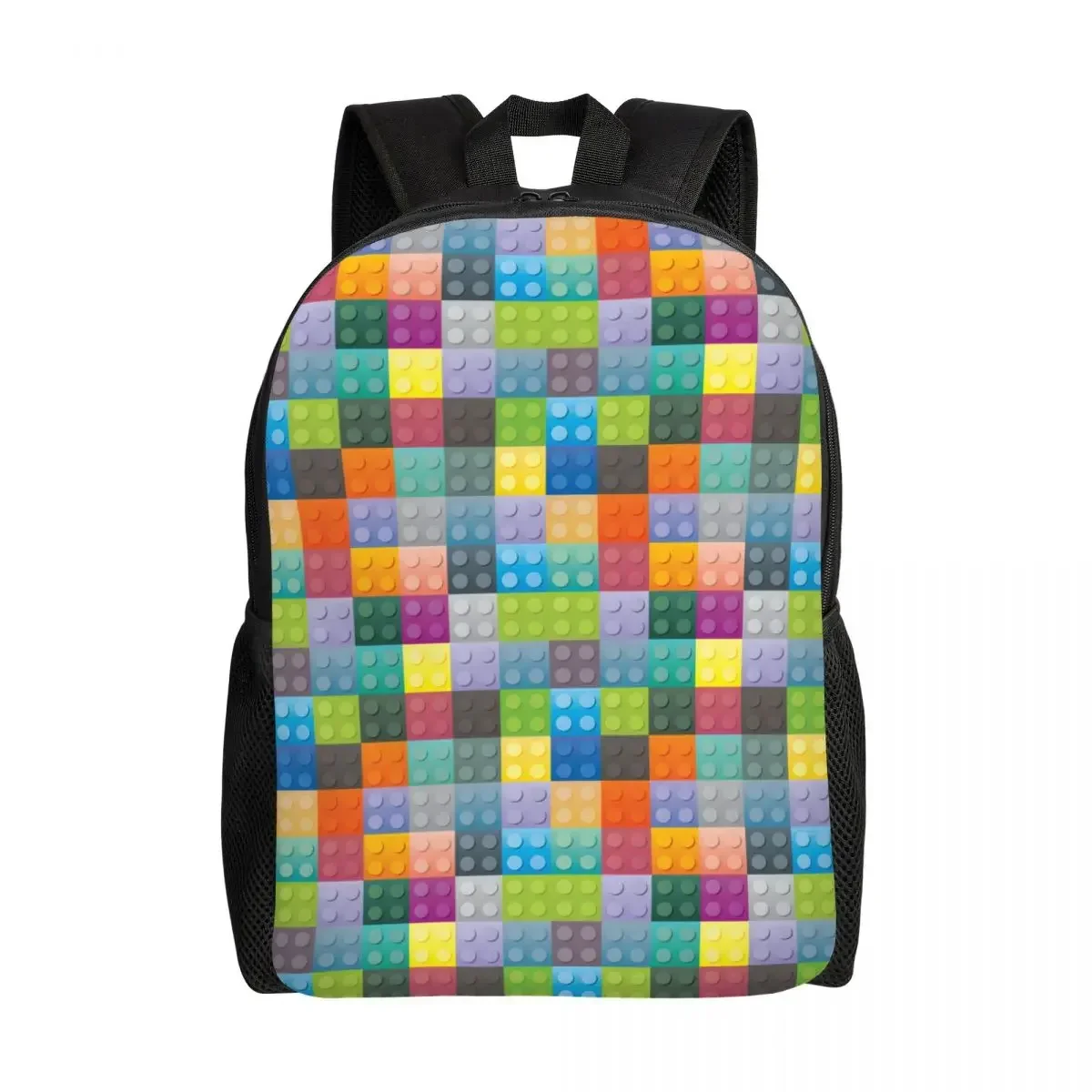 

Custom Colorful Building Plastic Brick Toy Blocks Backpack for Men Women Water Resistant School College Bag Printing Bookbag