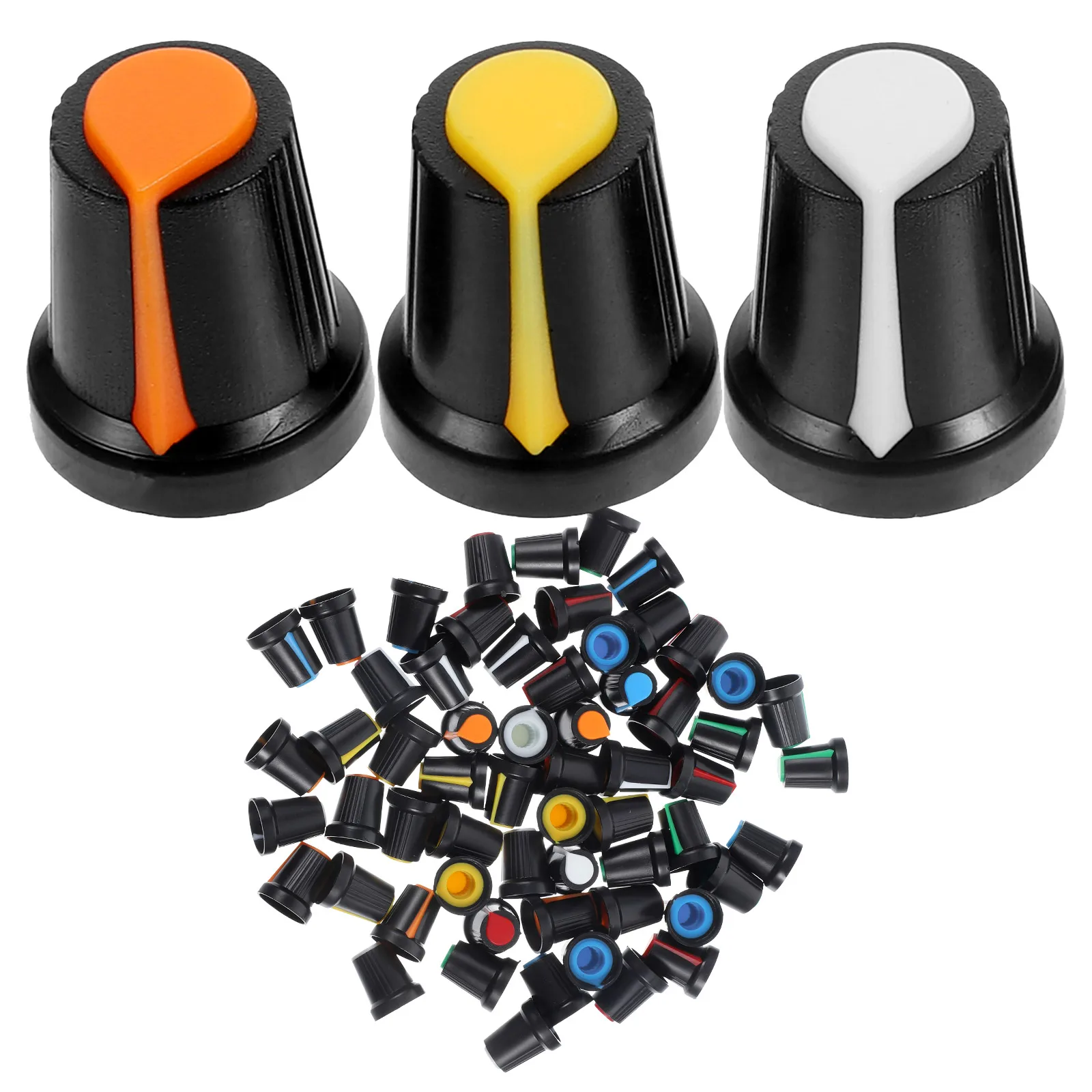 

60Pcs Control Knobs Caps for Guitar Volume Tone Adjustment Reliable Plastic Build Easy to Use Classic Design Instrument Repair