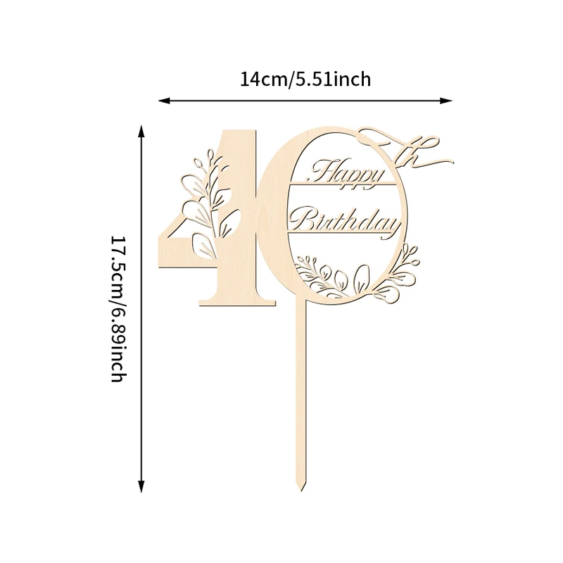 YOMDID 40. Geburtstag Tortenaufsatz aus Holz, 40. Geburtstag Tortendekoration für Hochzeitstorten, Deko-Stecker – Detail 4