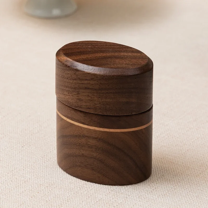 

Stylish Cotton Swab Organizer with Dustproof Design Black Walnut Wood Toothpick Holder Moisture-Resistant Desktop Decor for Home