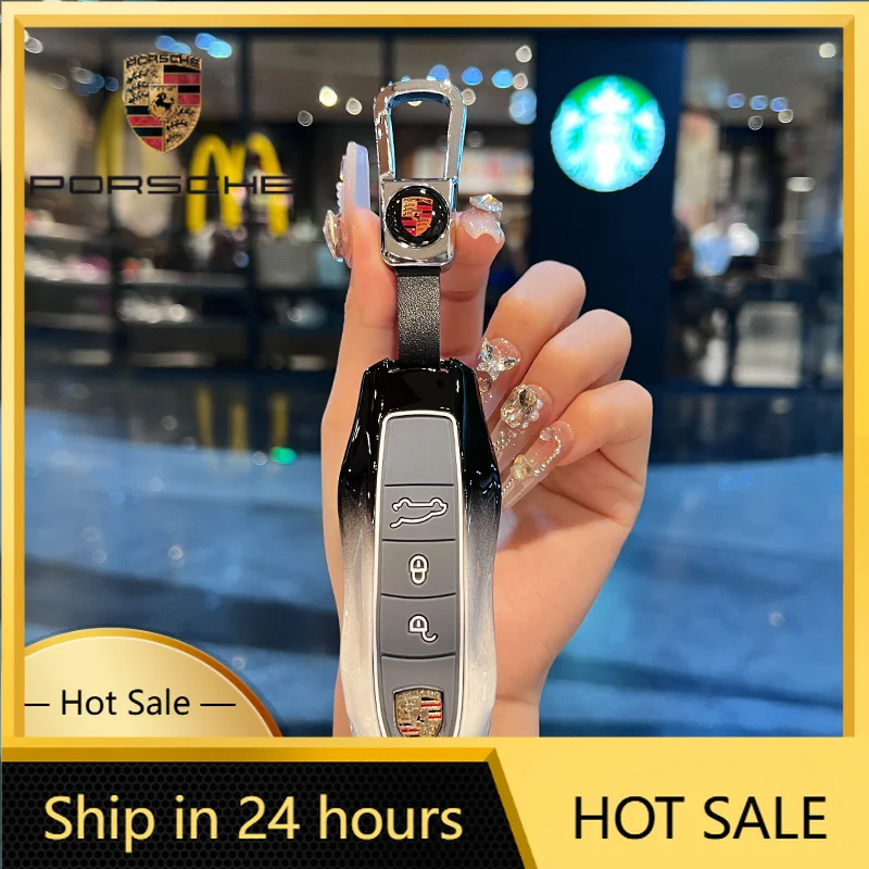 

Наклейка на автомобиль для Porsche, чехол для ключей из цинкового сплава и силикона, защитный чехол для Porsche Panamera Spyder Carrera Macan Cayman