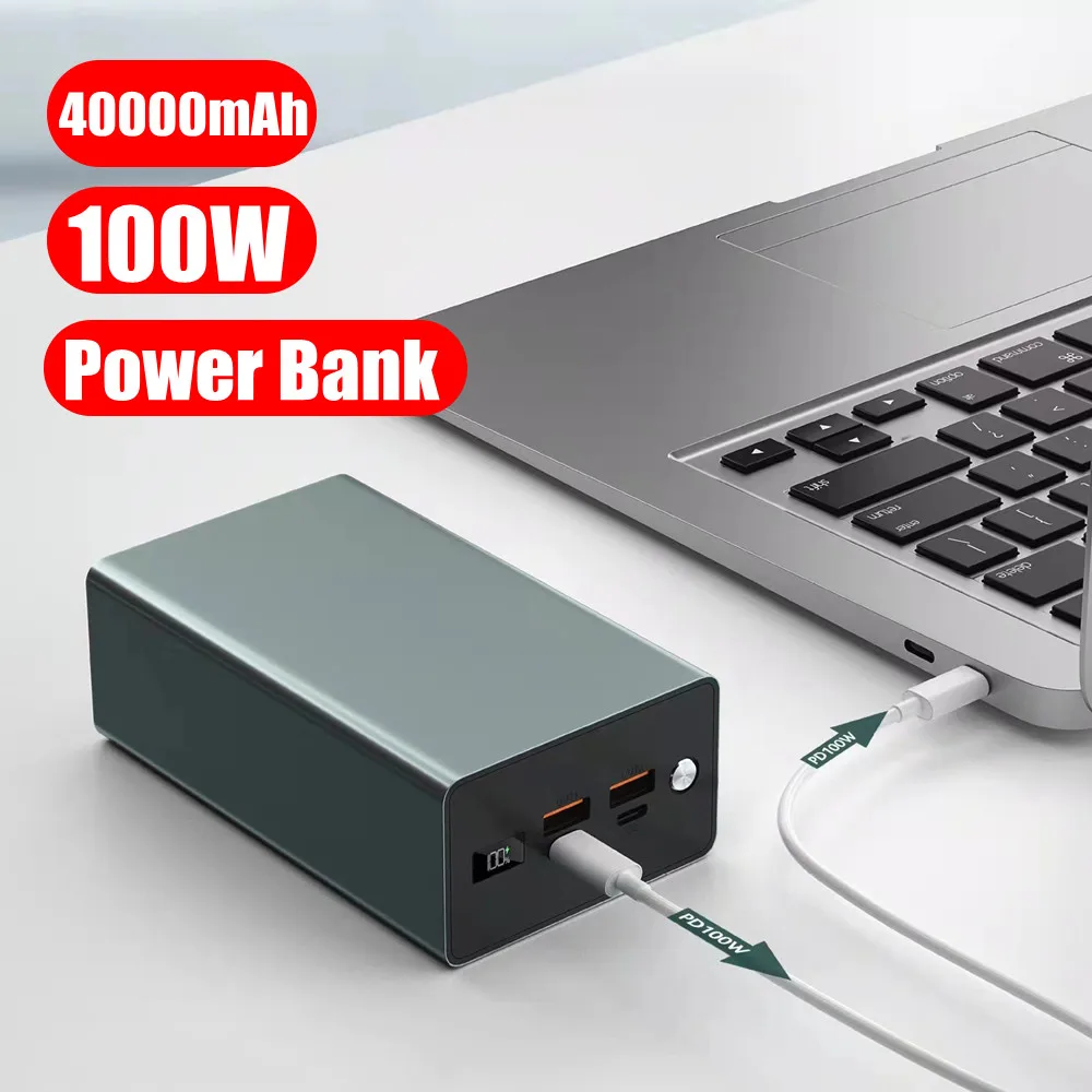 Power Bank 40000mah 100W Fast Charge Large Capacity Laptop Powerbank Portable Charger for iPad MacBook Air External Battery Pack