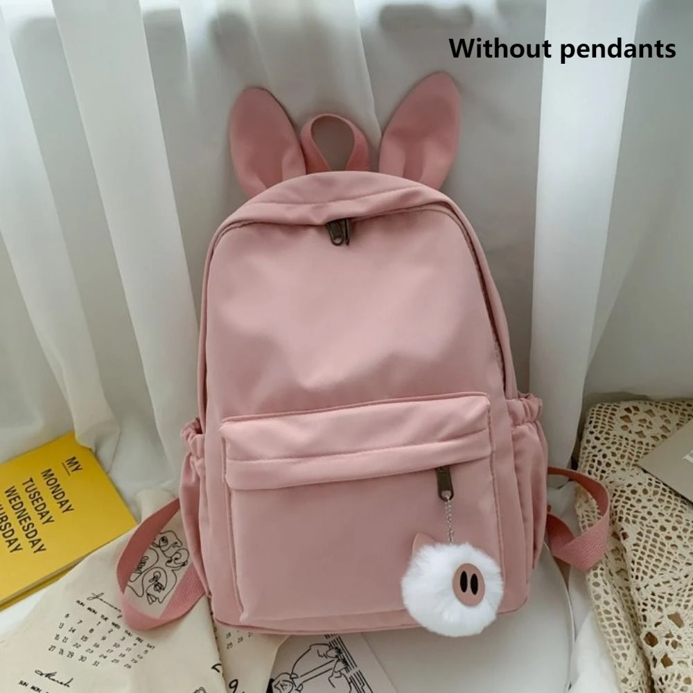 

Милый студенческий рюкзак с заячьими ушками, большая вместительная однотонная дорожная сумка, легкий регулируемый ремень, школьная сумка для взрослых