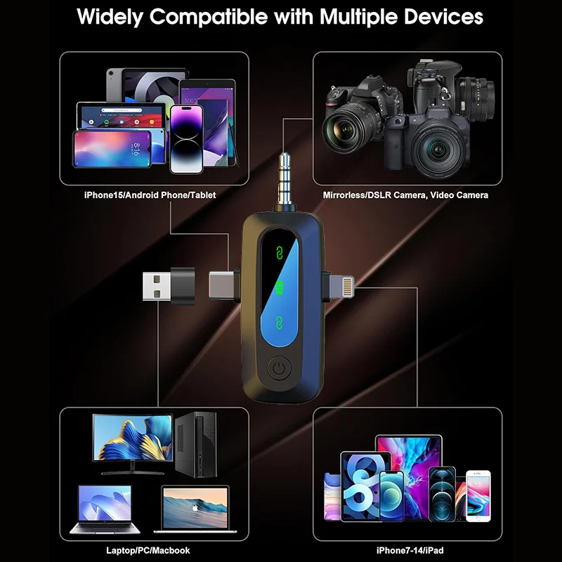 4 in 1 Wireless Lapel Microphone Lavalier Studio Microfono Solapa Inalambrico Mikrofon Do Komputera For Mobile Iphone Camera PC