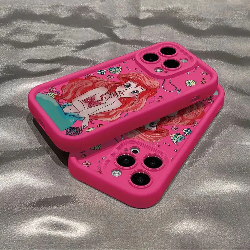 Disney Cartoon Beautiful Ariel Princess For iPhone 16 14 13 12 11 PRO MAX XS XR 8 PLUS Silica Gel Fall Prevention iPhone 11 Case image 6