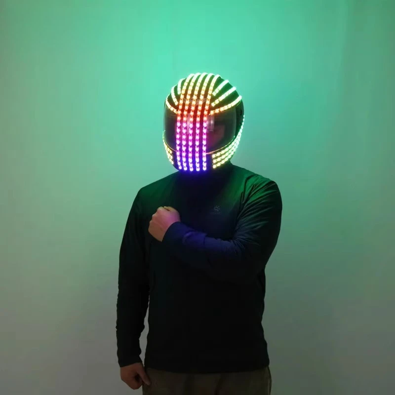

LED Colorful Luminous Helmet Punk Luminous Mask Bar Nightclub Hat Halloween Party Cosplay Props