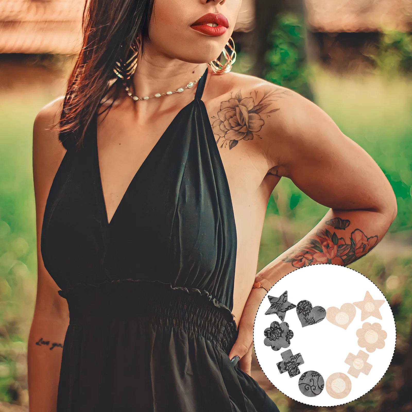 10Pairs Adhesive Breast Pasties Floral Lace Pasties for Strapless Backless Swimwear Wedding Dress Covers Invisible Breast