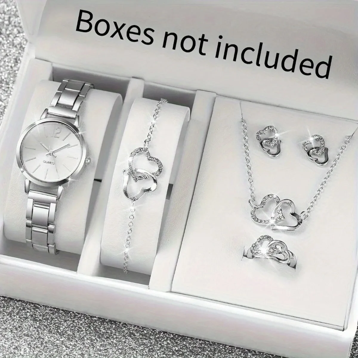 1 juego de promesa de moda: el conjunto de joyería de reloj de cuarzo con correa dorada para mujer se encuentra con un tiempo elegante (sin caja)