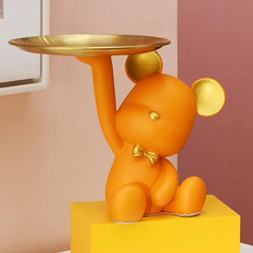 樹脂製のクマの置物,かわいい,家の装飾,デスクの収納,コイン,スナック