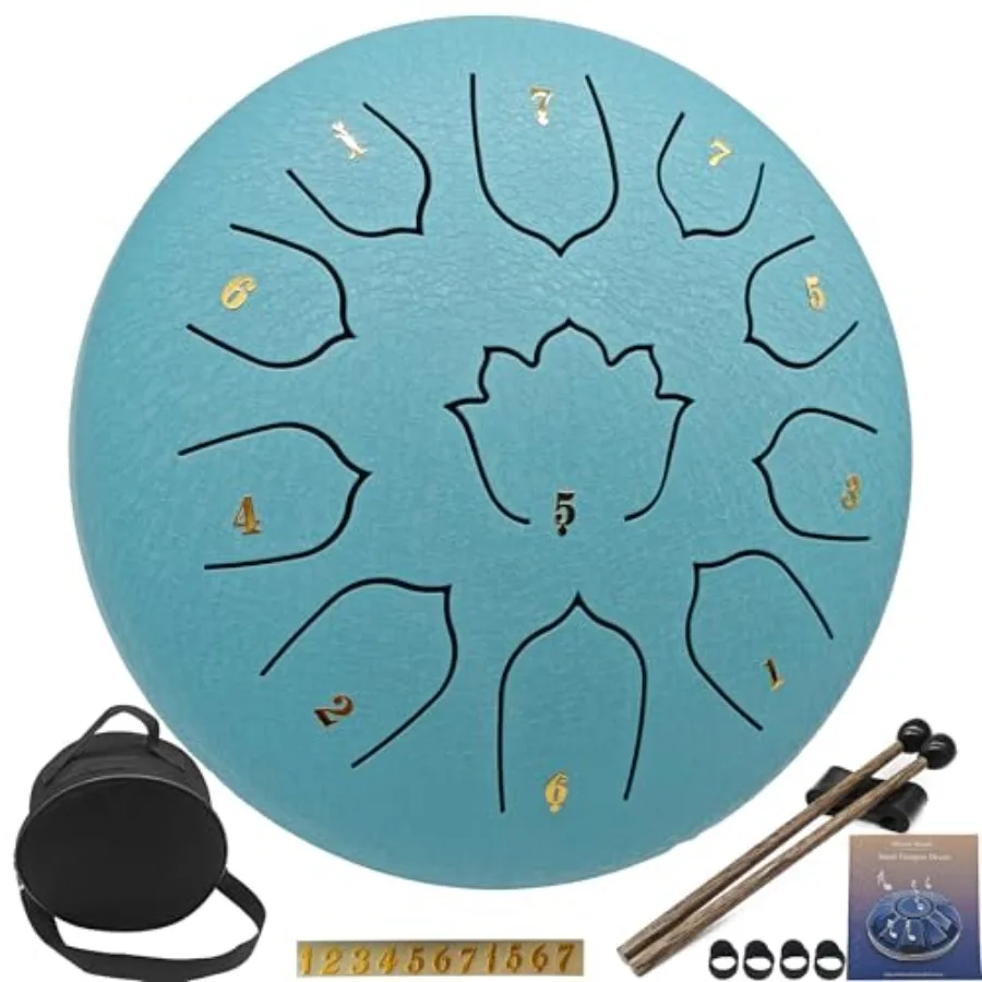 

8-дюймовый стальной язычковый барабан для улицы и сада, дождевой барабан с 11 нотами, ударный инструмент темно-серого цвета, в комплекте с сумкой для переноски