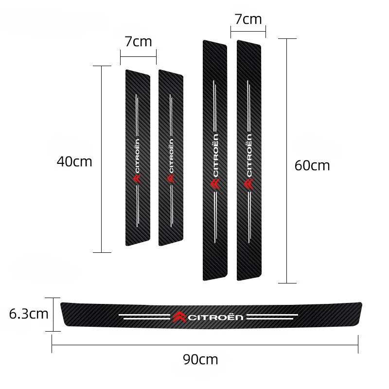 Carbon Fiber Car Door Plate Threshold Protector Sticker For Citroen C4 C3 C5 C1 Jumpy Saxo Berlingo Grand Picasso Cactus C2 view 3