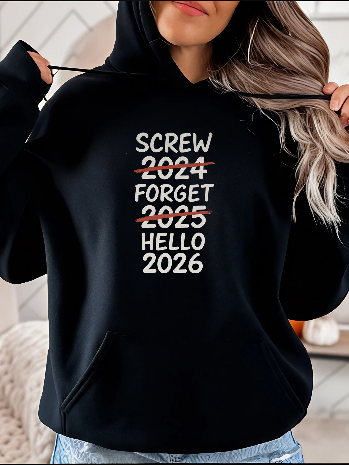 

Толстовка с винтом 2024 Forget 2025 Hello 2026 Толстовка с принтом Повседневная модная женская уличная одежда 280