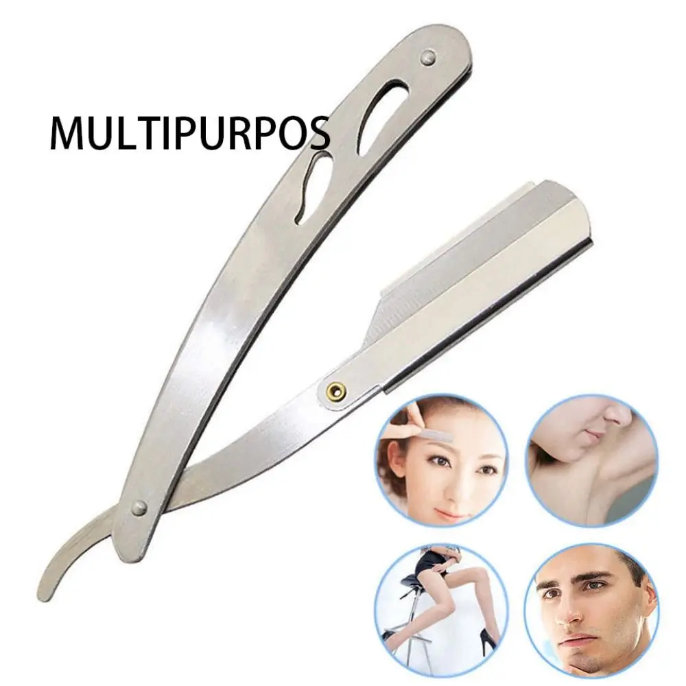 

Straight Razor Holder Stainless Steel Folding Manual Shaving Razor Shave-Stainless Steel Hair Razor Shaving Barber Tools